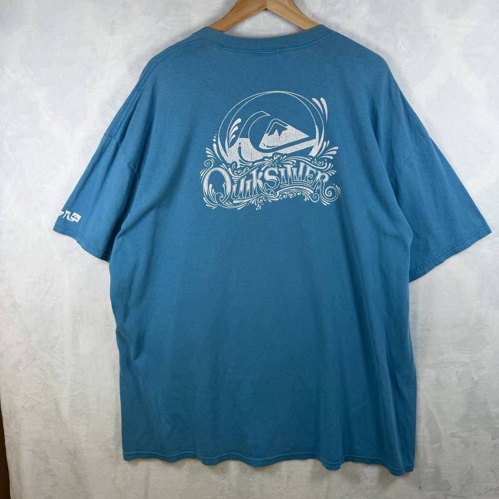 Vintage Quiksilver Blue Graphic Logo Crew Neck Cotton T-Shirt Men's XL